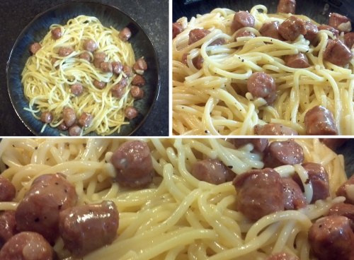 Out take on Spaghetti with Eggs and Sausage