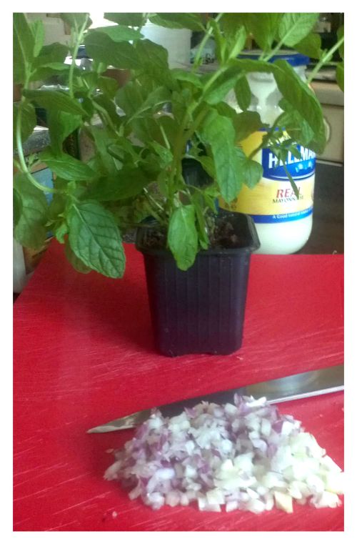 Baby Potato Salad with Mint and Onion step 2