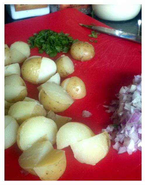Baby Potato Salad with Mint and Onion step 5