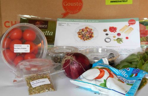 Cooking with Gousto – Ingredients for Mozzarella Panzanella Salad