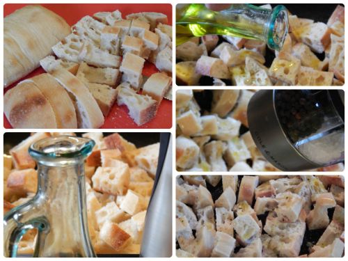 Mozzarella Panzanella Salad - bread praparation