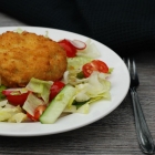 Vegetable Burgers & Green Salad with Coriander and Lime Dressing