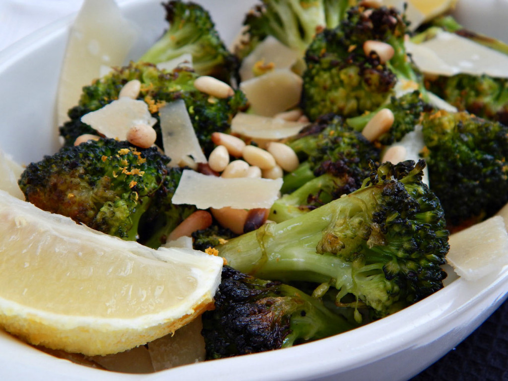 My Roasted Broccoli with Pine Nuts and Parmesan Cheese