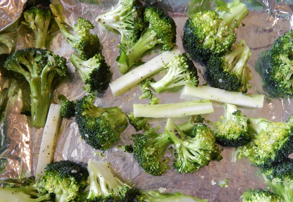 My Roasted Broccoli with Pine Nuts and Parmesan Cheese in the making