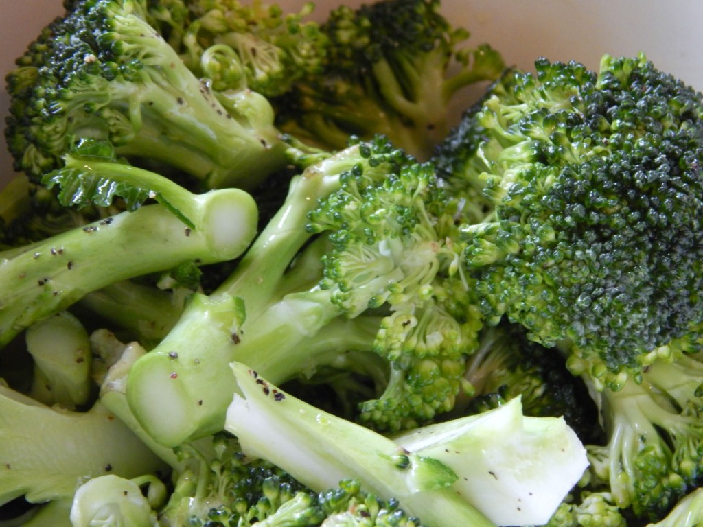 Roasted Broccoli with Pine Nuts and Parmesan Cheese in the making