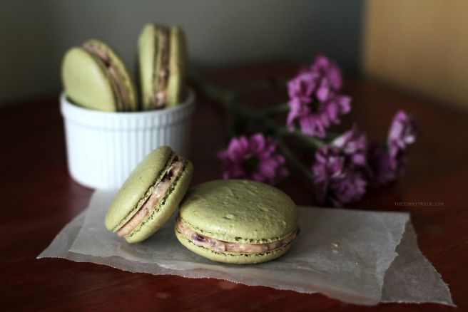 Matcha Macarons with Red Bean Filling