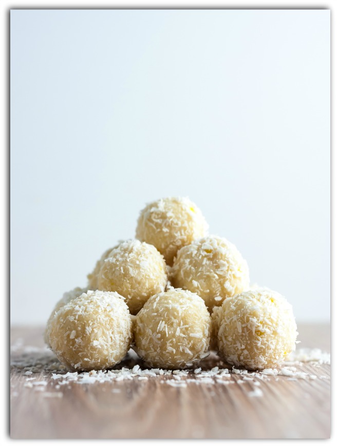 Lemon & Coconut Bliss Balls These tangy bliss balls have just enough sweetness to satisfy your sweet tooth cravings. They are refined sugar free and have a higher protein content thanks to the additional whey protein powder making them an ideal little healthy snack.