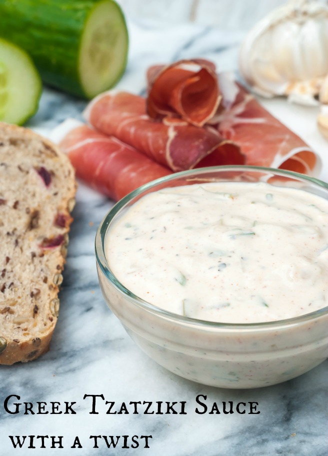 The original Greek Tzatziki recipe, with added dill, is a perfect sauce for any grilled meats or to be used as a dip but how about with a twist? A little swap and some addition can take this classic into totally new levels – it is still mellow thanks to the Greek yogurt but with the addition of mint and a few spicy chillies it will now offer a tangy finish with a little bit of a kick. When I was making it for the first time I had no idea it would work out so well. The smoked paprika gives a very unique flavour especially when combined with the mint and hot chillies. It’s still Tzatziki-like just different, I would call it Tzatziki 2.0 :-)