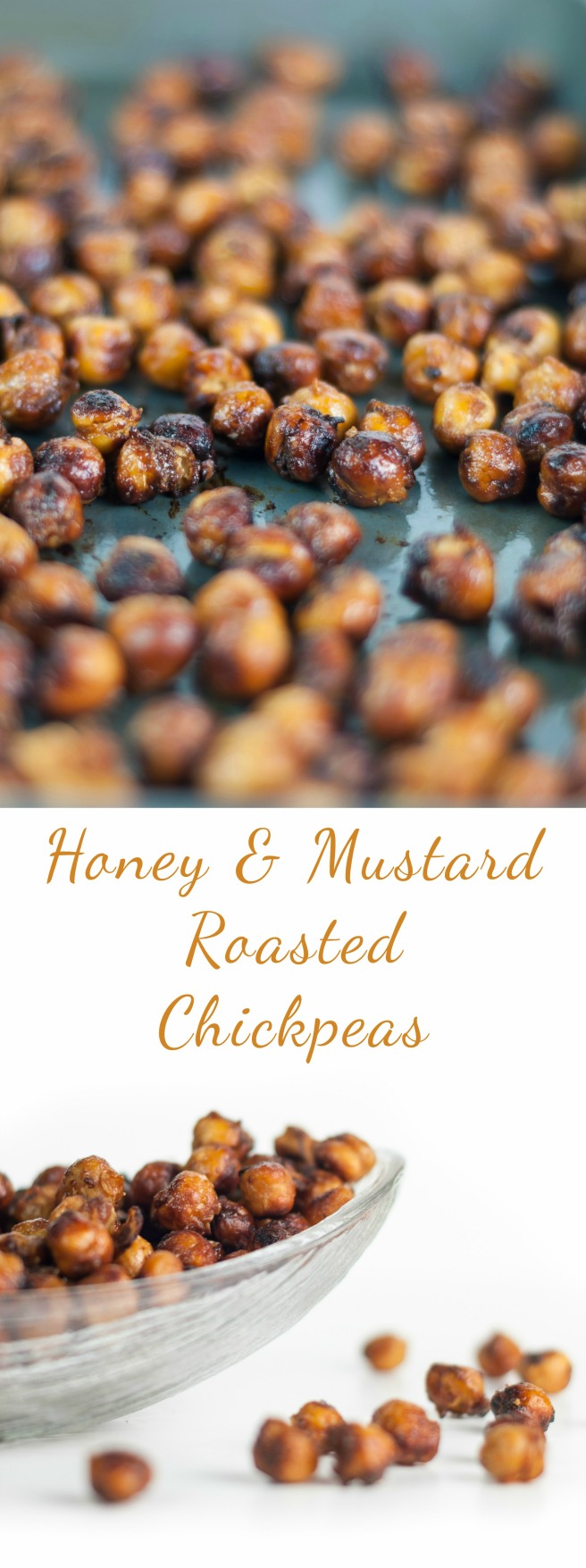 High protein, crunchy and super tasty these Honey & Mustard Roasted Chickpeas make for a perfect healthy snack. Chickpeas are a nutrient-dense food, which provide a rich content for protein, dietary fibre and minerals especially iron. They have been associated with a number of possible health benefits for different medical conditions but for me there is one main reason to eat them… the taste… I love chickpeas, they are perfect as a main meal such as falafels, as an addition to soups or salads and of course as shown here, as a healthy snack.