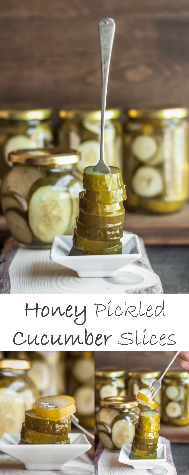 Crisp, sweet yet at the same time slightly tart with a fantastic aroma and just a hint of a vinegary bite these honey pickled cucumber slices are the perfect way to preserve them for winter time.
