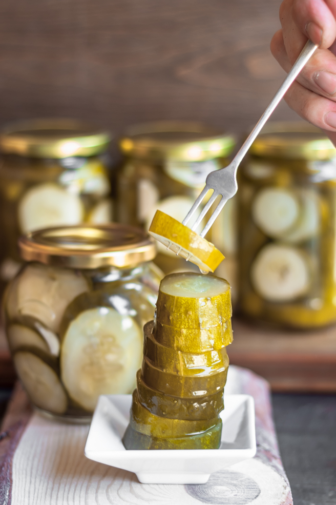 Crisp, sweet yet at the same time slightly tart with a fantastic aroma and just a hint of a vinegary bite these honey pickled cucumber slices are the perfect way to preserve them for winter time.